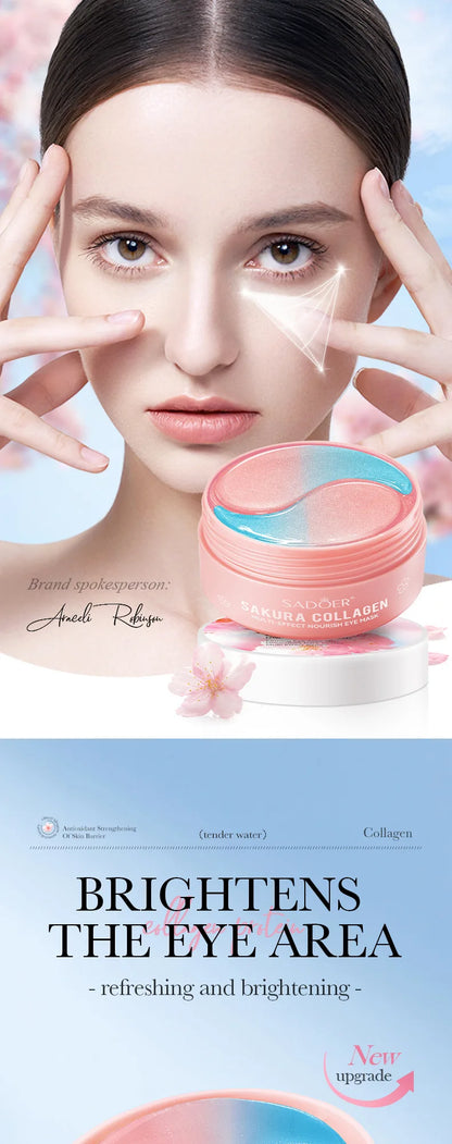 Mascarillas de colágeno para ojos SADOER Sakura (60 unidades): antiojeras, antihinchazón, hidratantes y reafirmantes.