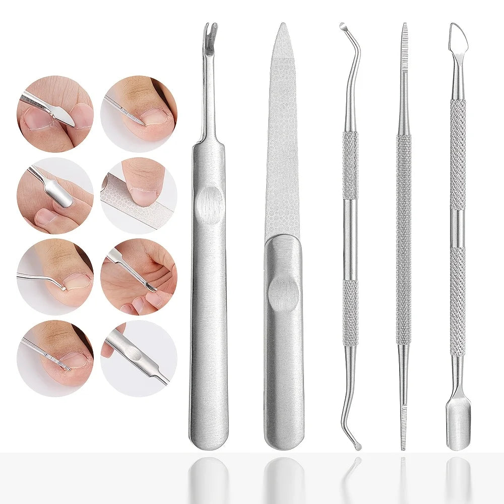 Kit Manicure e Pedicure Aço Inoxidável Profissional - Ferramentas Completas para Cuidado de Unhas