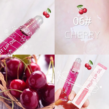 Óleo Labial Roller Hidratante 8ml - Gloss Nutritivo Transparente Abacate Frutas Cuidado Labial