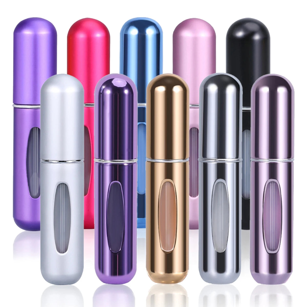 Kit de 10 botellas de perfume rellenables de 5 ml (vacías y rellenables) para viajes, cosméticos y cuadernos.