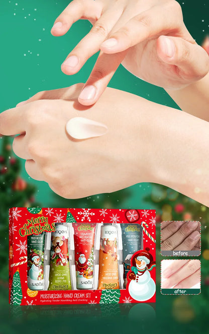 Kit 5 Cremes de Mãos SADOER Hidratante Anti-Rachaduras – Presente Natal Caixa Oferta Nutritivo