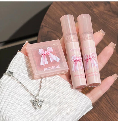 Conjunto de Batons Mate 6 Peças - Kit Maquilhagem Lábios Veludo Nude com Blush e Colar Presente