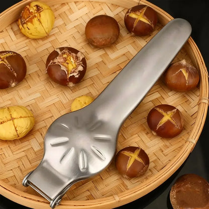 Abridor Castanhas 2 em 1 Aço Inox - Quebra Nozes com Abridor Garrafas Multifuncional