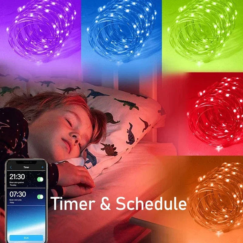 Faixa LED RGB 20M com Sincronização Musical - Controlo App e Remoto para Decoração