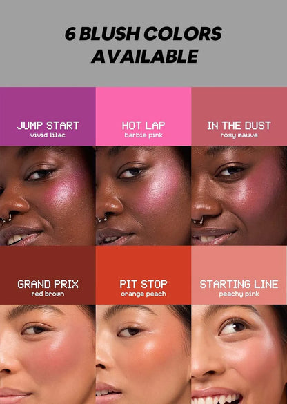 Rubor líquido perlado en 6 colores: resistente al agua y al sudor, efecto natural y duradero.