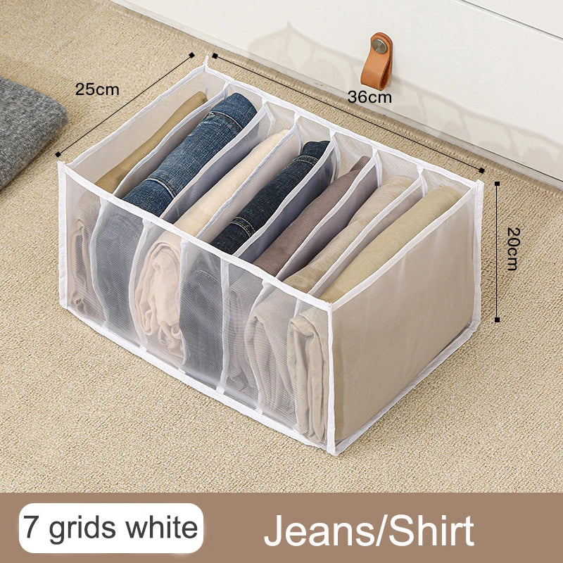 Organizador de Gavetas para Meias e Roupa Interior | Caixa Separadora com 7 Divisórias | Organizador Dobrável para Sutiãs, Calças e Jeans | Ideal para Quarto, Roupeiro e Dormitório
