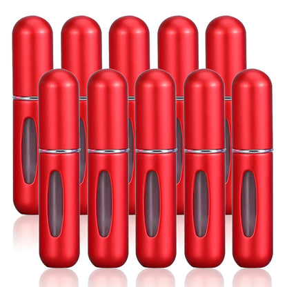 Kit de 10 botellas de perfume rellenables de 5 ml (vacías y rellenables) para viajes, cosméticos y cuadernos.