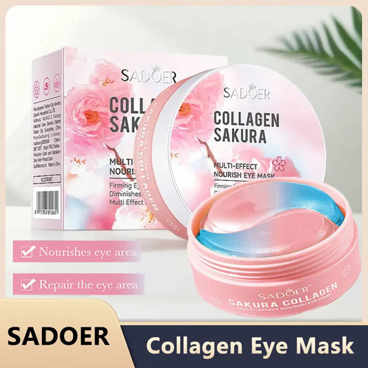 Mascarillas de colágeno para ojos SADOER Sakura (60 unidades): antiojeras, antihinchazón, hidratantes y reafirmantes.