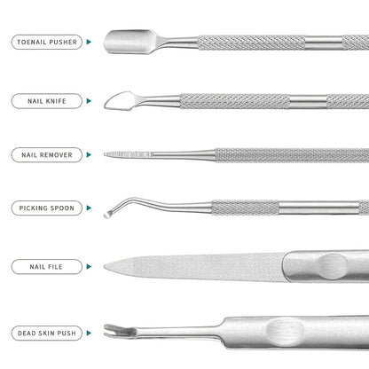 Kit Manicure e Pedicure Aço Inoxidável Profissional - Ferramentas Completas para Cuidado de Unhas