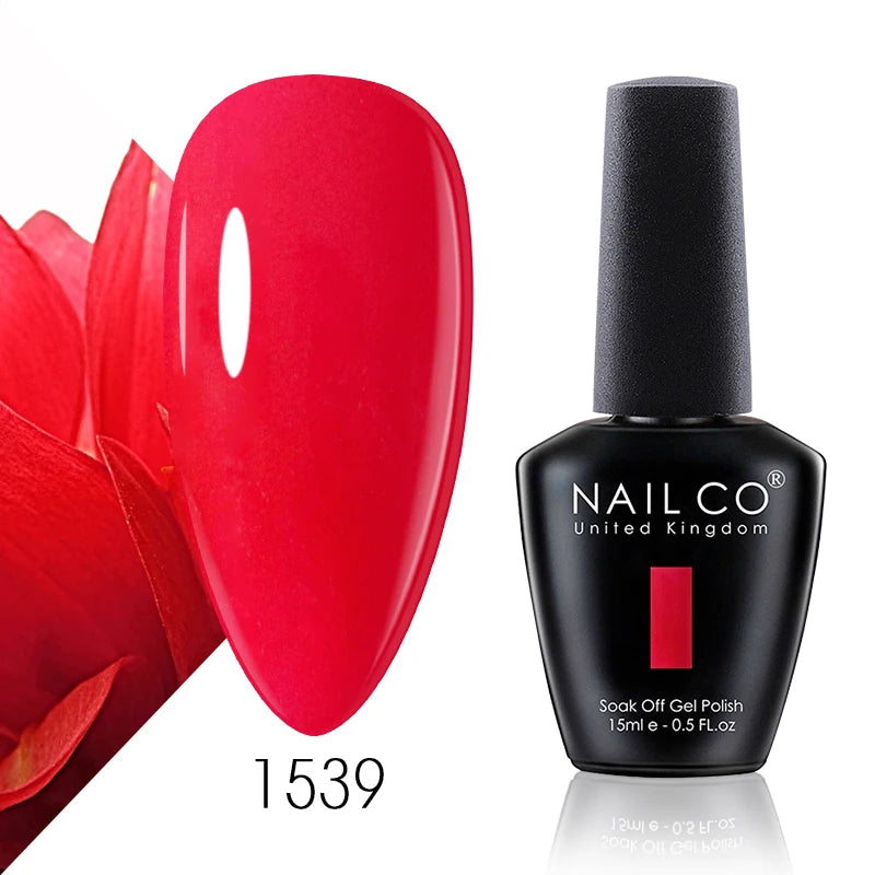 NAILCO Gel Nail Polish 15ml Dark Red Series – UV Glitter Colors Professional Semi-Permanent Manicure