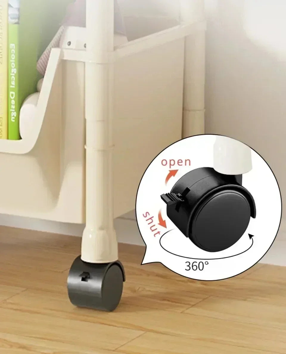 Prateleira Móvel Premium 4 Níveis com Rodas Organizador Versátil Cozinha Casa Banho Escritório Arrumação