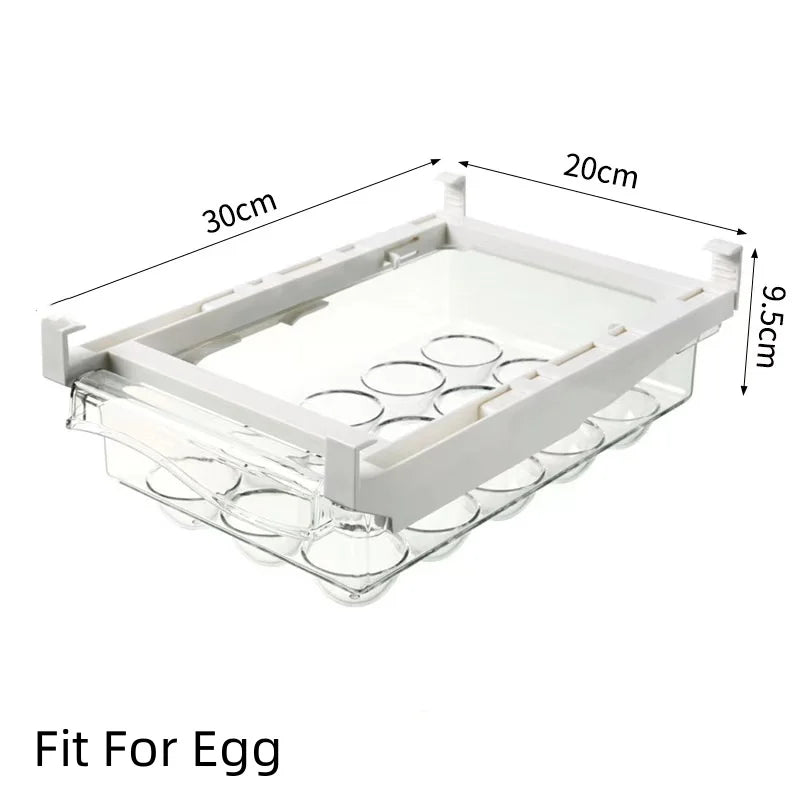 Kitchen Storage Box – Transparent Organizer for Fruits, Vegetables, Eggs, and Food | Sliding Drawer for Refrigerator Shelf