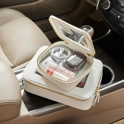 Mini neceser transparente: neceser de viaje, organizador de maquillaje, impermeable, con cremallera.