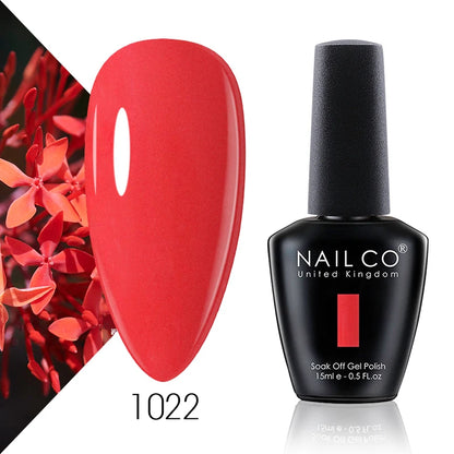 NAILCO Gel Nail Polish 15ml Dark Red Series – UV Glitter Colors Professional Semi-Permanent Manicure