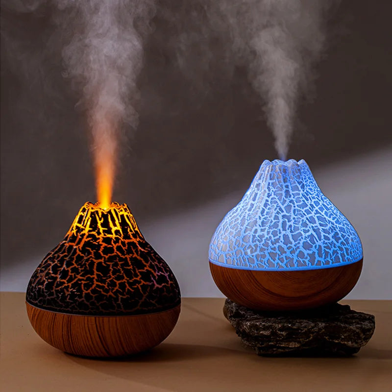 Volcano Humidifier 300ml with 7 LED Colors - USB Aromatherapy Diffuser for Home and Office