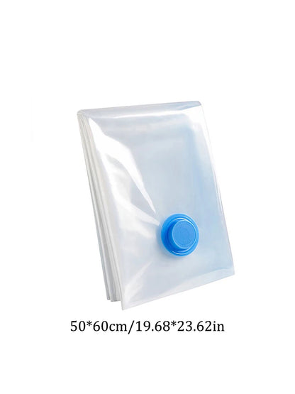 Transparent vacuum storage bag 50x60cm with blue valve for space-saving
