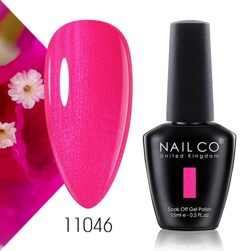 NAILCO Gel Nail Polish 15ml Dark Red Series – UV Glitter Colors Professional Semi-Permanent Manicure