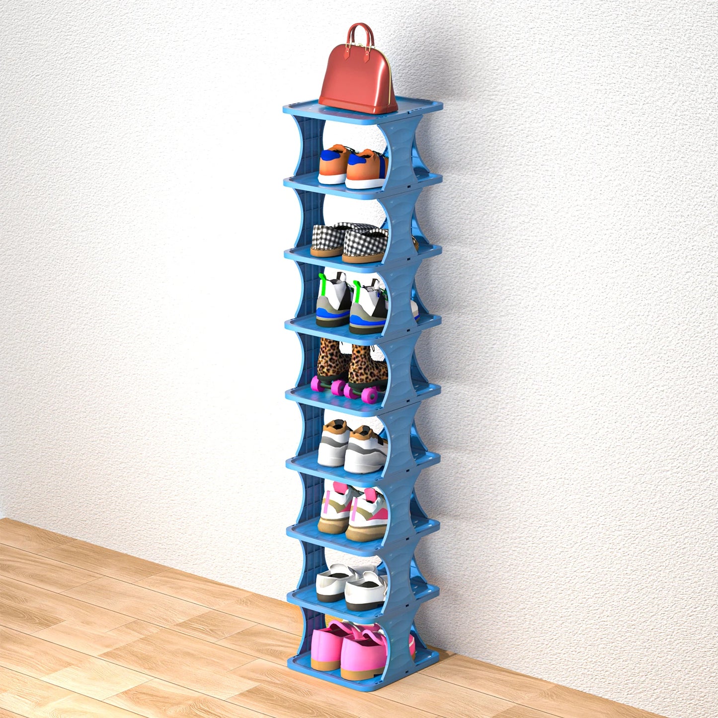 Sapateira Vertical 9 Andares | Organizador Modular de Sapatos | Design Compacto para Quarto e Varanda