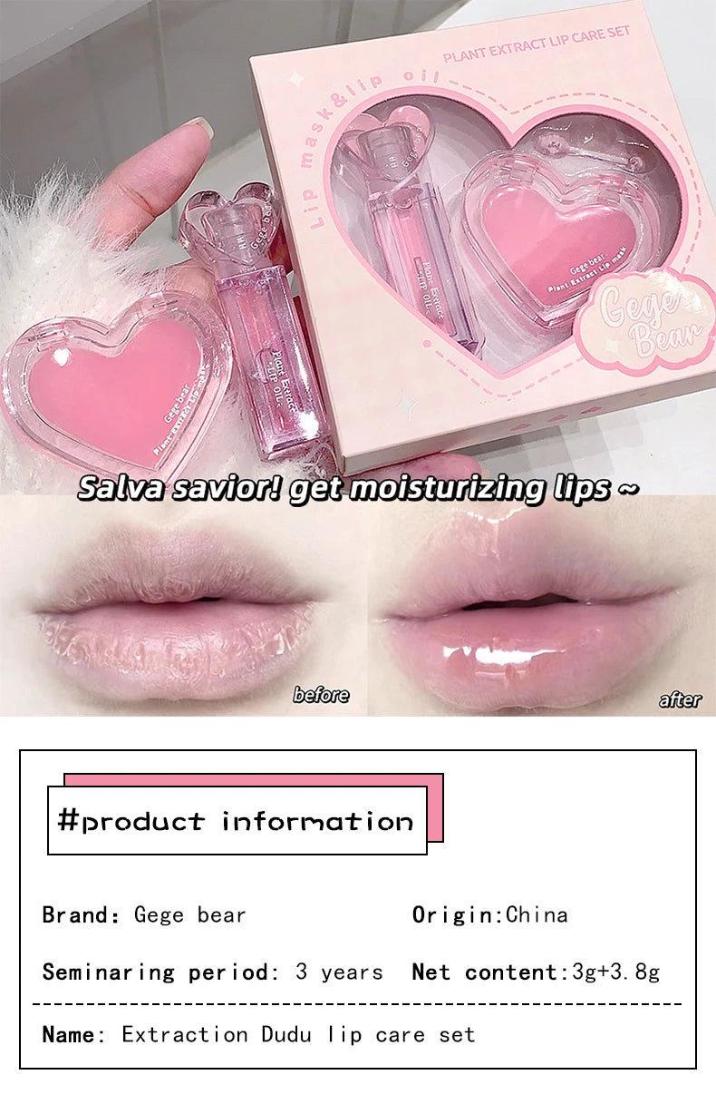 Bálsamo labial con extracto de plantas Gege Bear: brillo hidratante, incoloro y nutritivo.