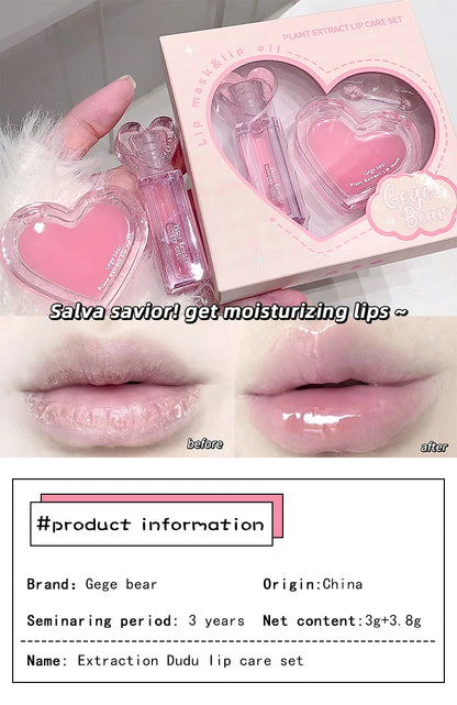 Bálsamo labial con extracto de plantas Gege Bear: brillo hidratante, incoloro y nutritivo.