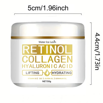 Crema hidratante con retinol y colágeno: antiarrugas, con vitamina C y E, reafirmante, reafirmante, piel joven, hidratación duradera, 50 g