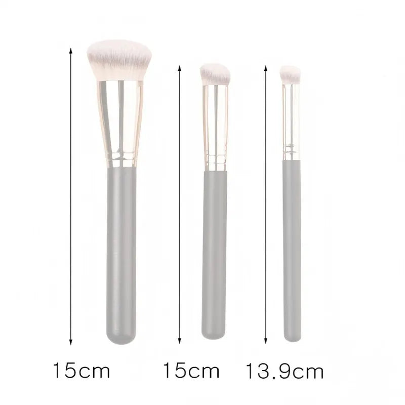 Kit con 3 brochas para corrector: tamaño pequeño, mediano y grande | Brochas profesionales para corregir y cubrir acné, imperfecciones y ojeras