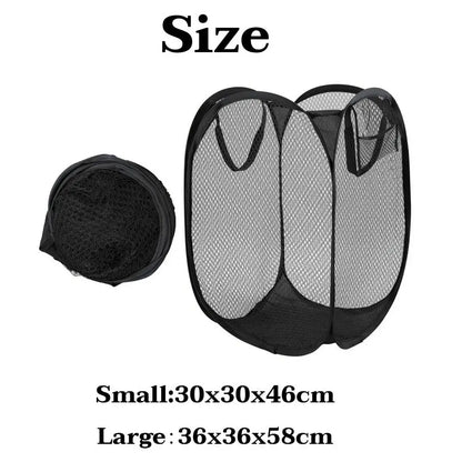 Cesto de Roupa Suja Dobrável em Malha – Grande Capacidade | Cesto Respirável para Lavandaria, Casa de Banho e Organização Doméstica