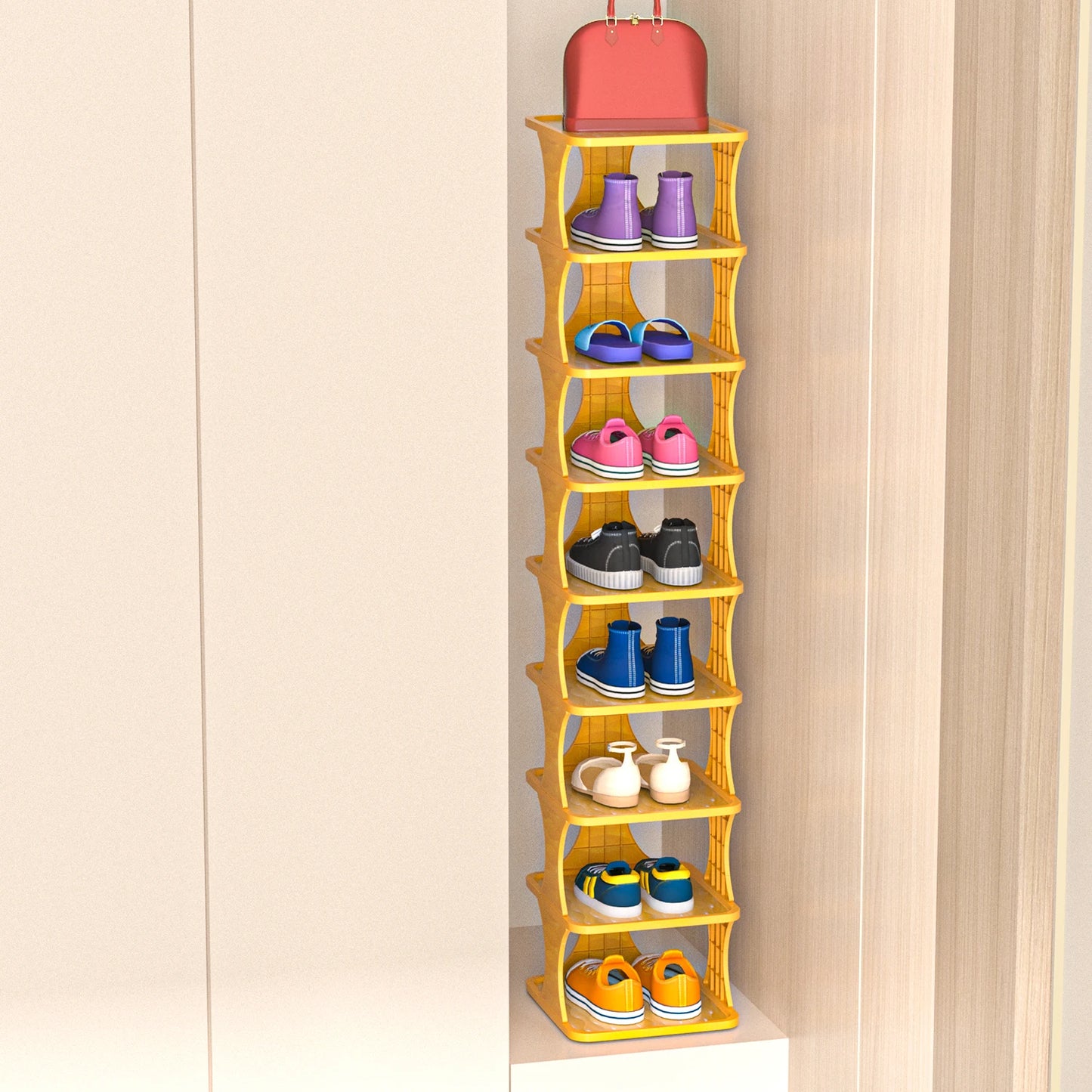 Sapateira Vertical 9 Andares | Organizador Modular de Sapatos | Design Compacto para Quarto e Varanda