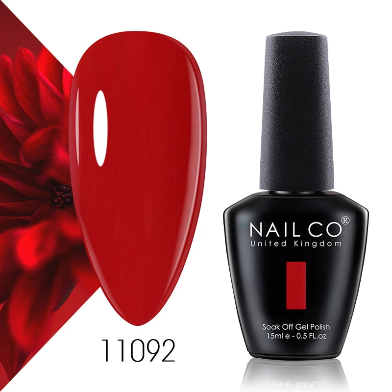 NAILCO Gel Nail Polish 15ml Dark Red Series – UV Glitter Colors Professional Semi-Permanent Manicure