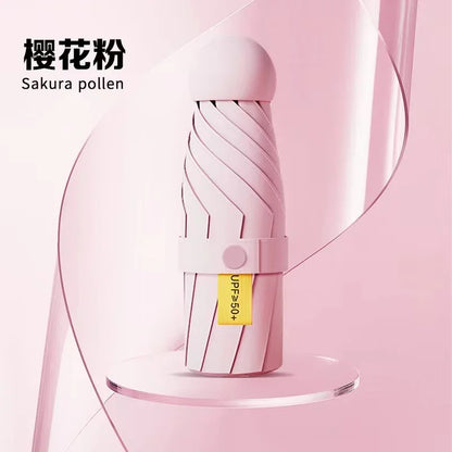 Guarda-Sol Anti-UV Dupla Função Compacto – Chapéu Chuva Proteção Solar UPF50+ Dobrável Mini Cápsula