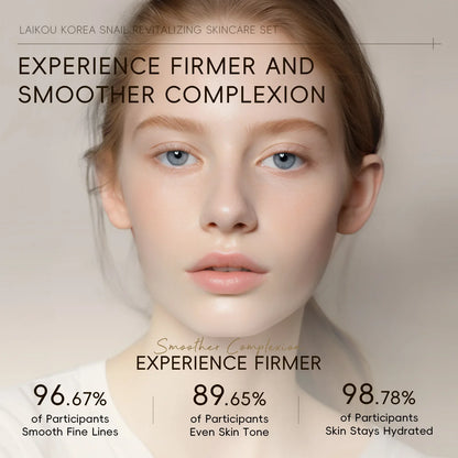 Kit LAIKOU Caracol 5 Peças - Gel Limpeza Tónico Sérum Creme Olhos Elasticidade Facial