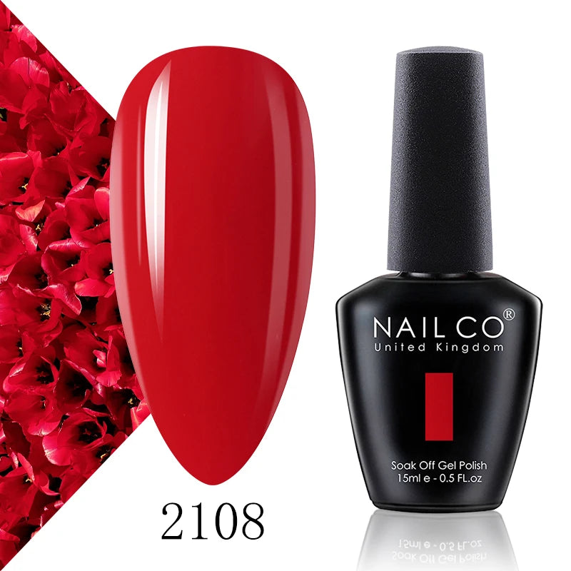 NAILCO Gel Nail Polish 15ml Dark Red Series – UV Glitter Colors Professional Semi-Permanent Manicure