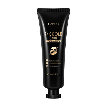 Mascarilla de caracol LAIKOU con oro de 24 quilates (50 g): limpieza profunda, elimina puntos negros, reafirma e ilumina.