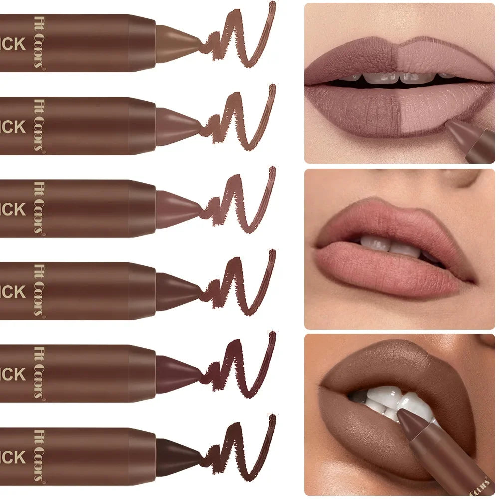 Labial líquido mate aterciopelado resistente al agua: no se corre, hidratante, nutritivo, color chocolate, 6 tonos, cosmético de larga duración.