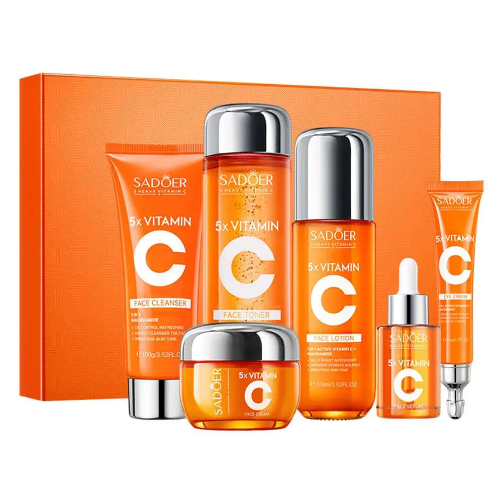 Kit 5 Produtos Vitamina C | Hidratação Profunda | Anti-Envelhecimento | Reduz Linhas Finas | Skincare Coreano Nutritivo