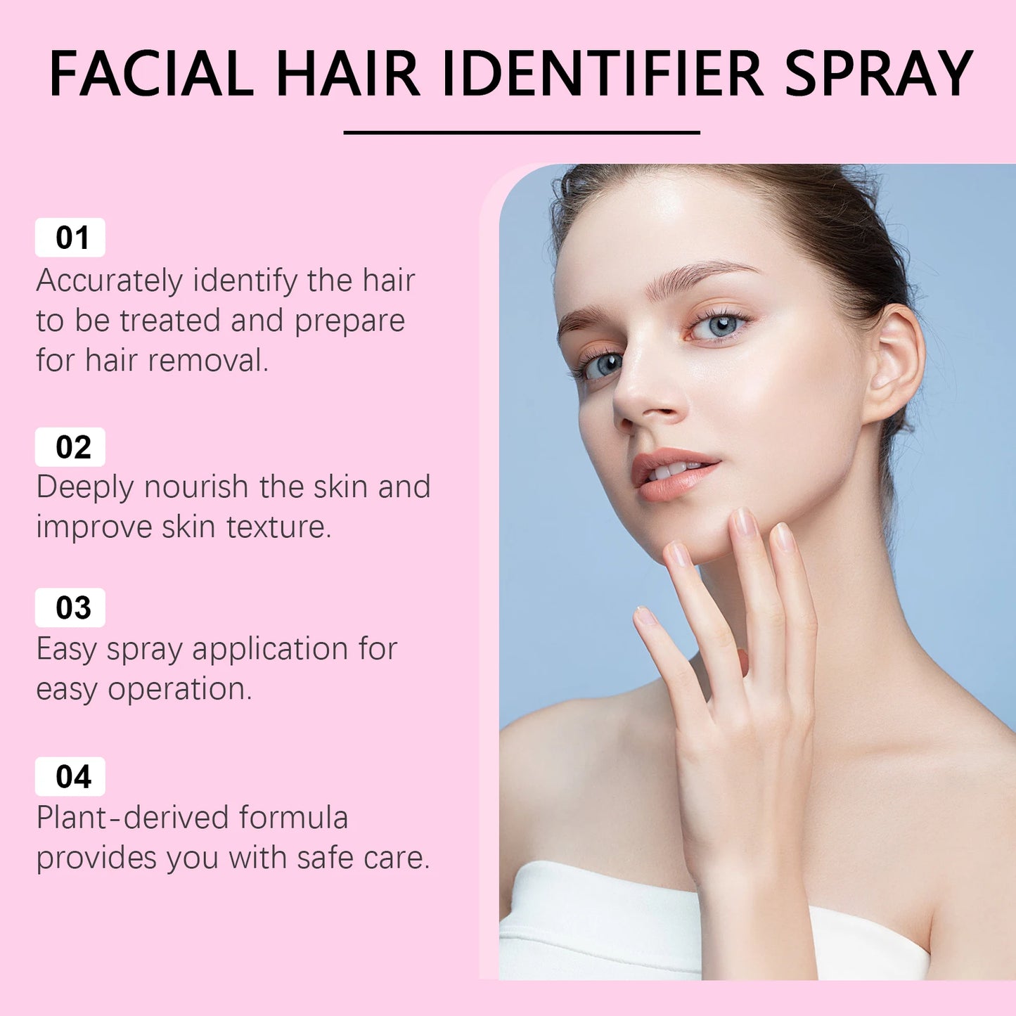 Spray inhibidor del crecimiento del vello facial: depilación suave e indolora, dermaplaning, hidratación y suavidad.