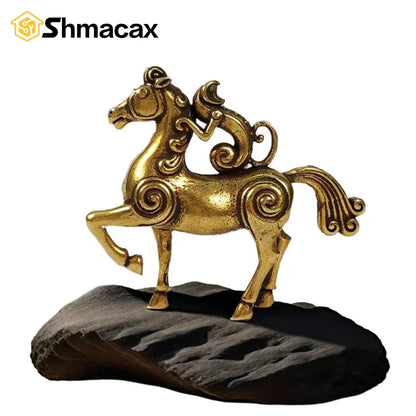 Estatueta Cavalo Dourado Feng Shui 2026 Resina - Miniatura Decorativa Sucesso Carreira Casa Escritório