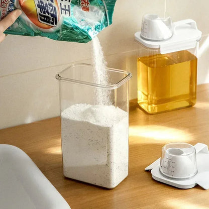 Dispensador Detergente Líquido Recarregável com Escala - Recipiente Vazio Amaciador Lixívia Lavandaria