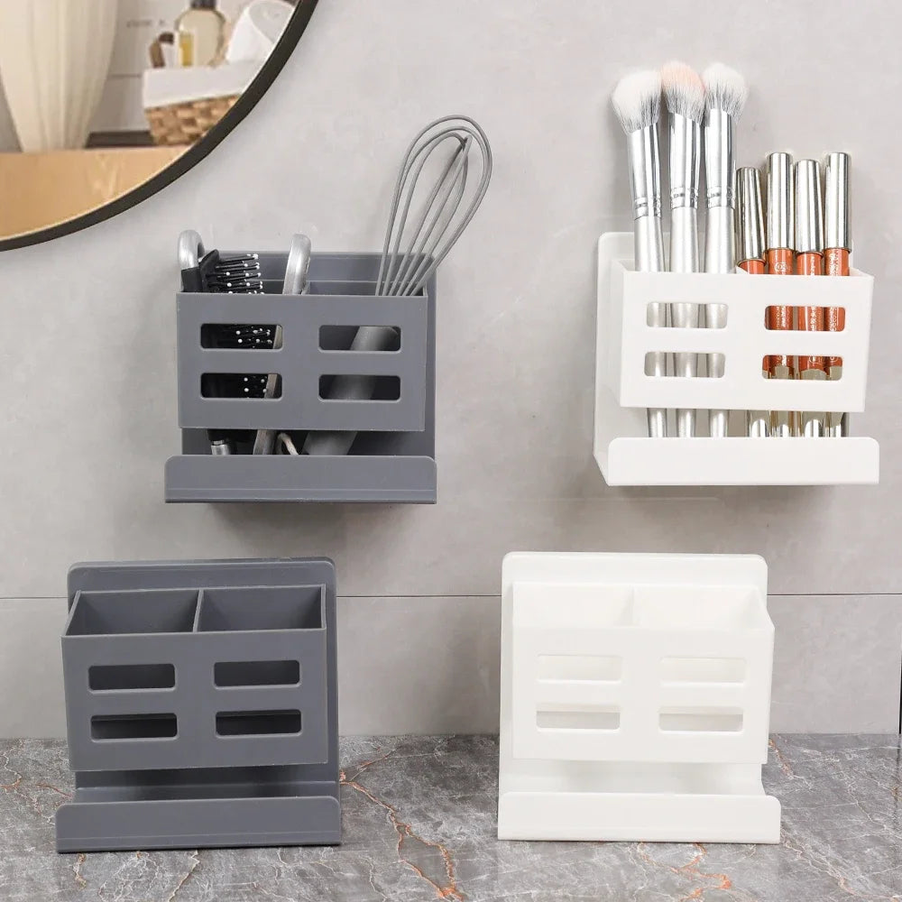 Novo Organizador Multifuncional para Lavatório – Instalação Sem Furos | Suporte de Parede para Escovas de Dentes, Barbeador e Acessórios de Casa de Banho