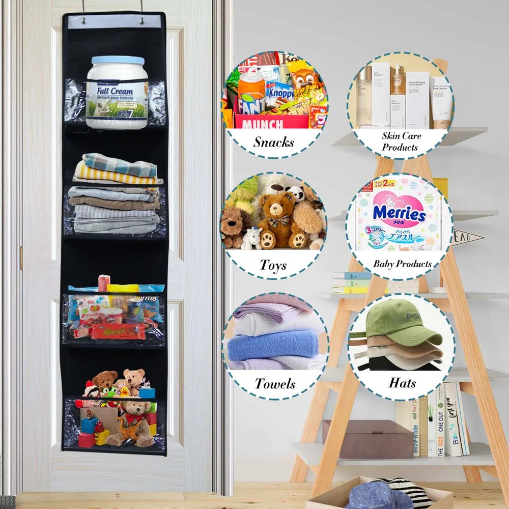 Bolsa de Armazenamento Multifuncional em Tecido – Organizador Suspenso de Múltiplas Camadas para Trás da Porta | Saco Suspenso para Diversos Itens