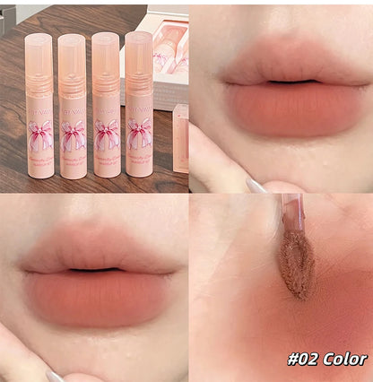 Conjunto de Batons Mate 6 Peças - Kit Maquilhagem Lábios Veludo Nude com Blush e Colar Presente
