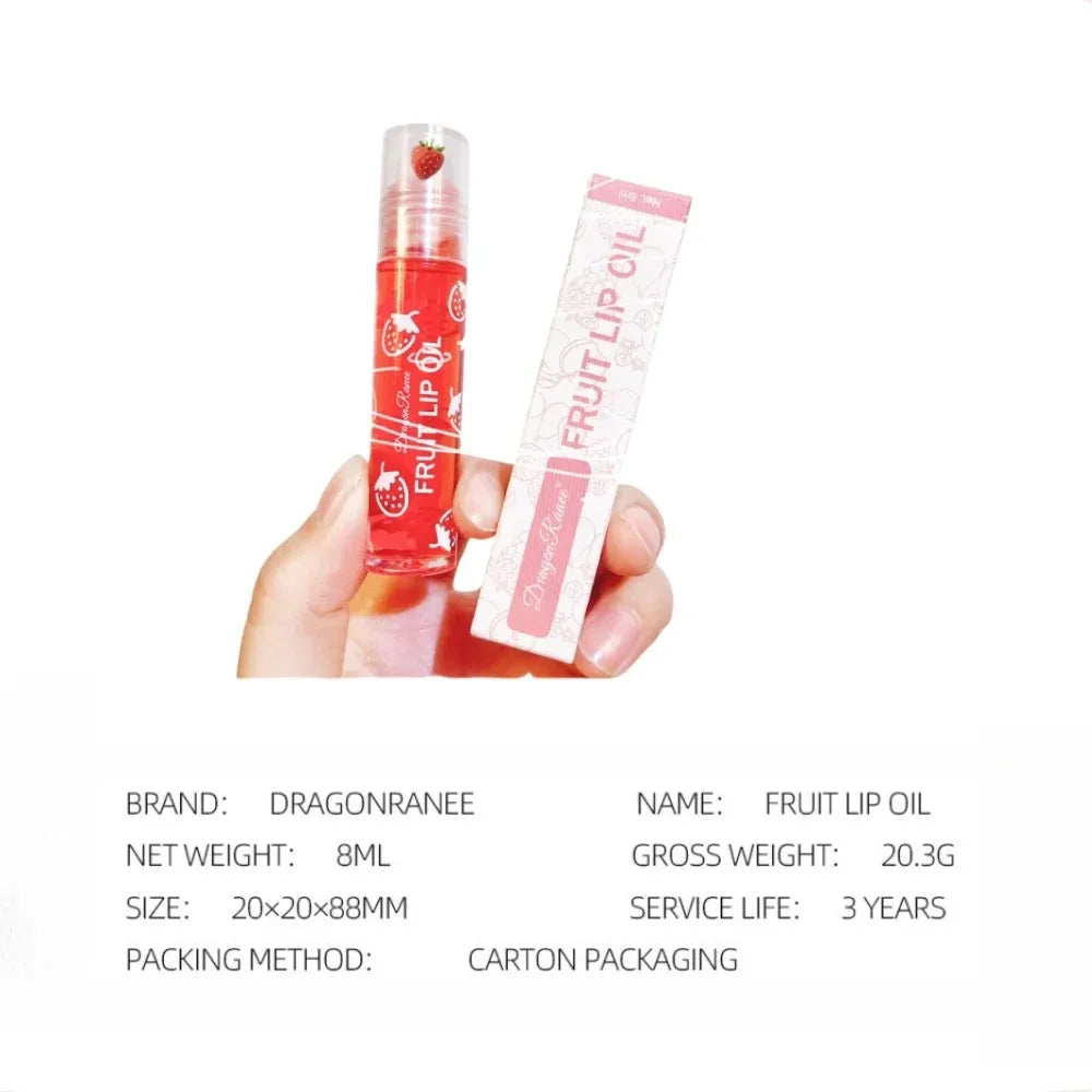 Óleo Labial Roller Hidratante 8ml - Gloss Nutritivo Transparente Abacate Frutas Cuidado Labial