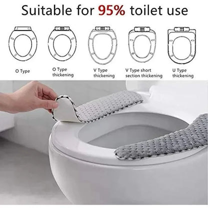Capa Assento Sanita Acolchoada Quente Pelúcia – Almofada WC Anti-Deslizante Macia Casa Banho Inverno