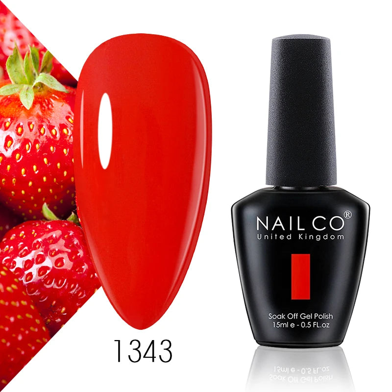 NAILCO Gel Nail Polish 15ml Dark Red Series – UV Glitter Colors Professional Semi-Permanent Manicure