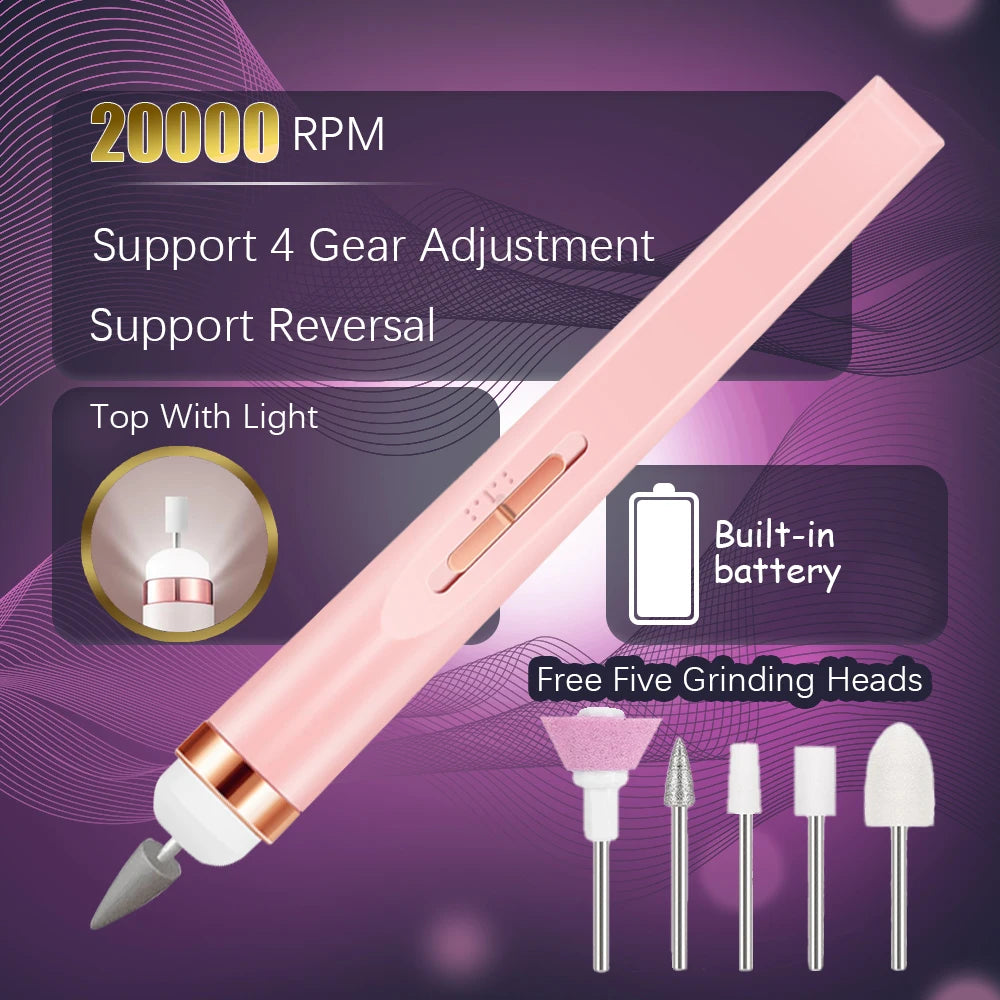 Lima Elétrica Unhas 5 em 1 YIKOOLIN - LED 4 Velocidades Manicure Profissional Sem Fio