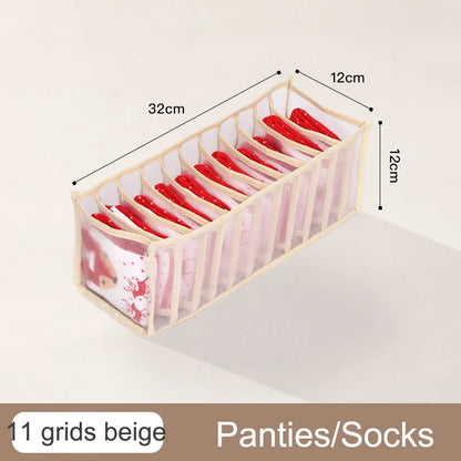 Organizador de Gavetas para Meias e Roupa Interior | Caixa Separadora com 7 Divisórias | Organizador Dobrável para Sutiãs, Calças e Jeans | Ideal para Quarto, Roupeiro e Dormitório