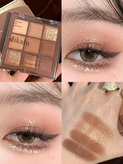 Paleta de sombras de ojos cuadradas de 9 colores: reduce la hinchazón, es fácil de aplicar y el maquillaje es duradero.