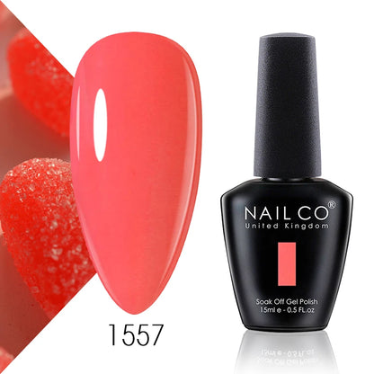 NAILCO Gel Nail Polish 15ml Dark Red Series – UV Glitter Colors Professional Semi-Permanent Manicure