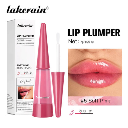 Brillo labial voluminizador Lakerain: hidratación profunda, nutrición duradera, brillo intenso, acabado voluminoso, líquido hidratante.