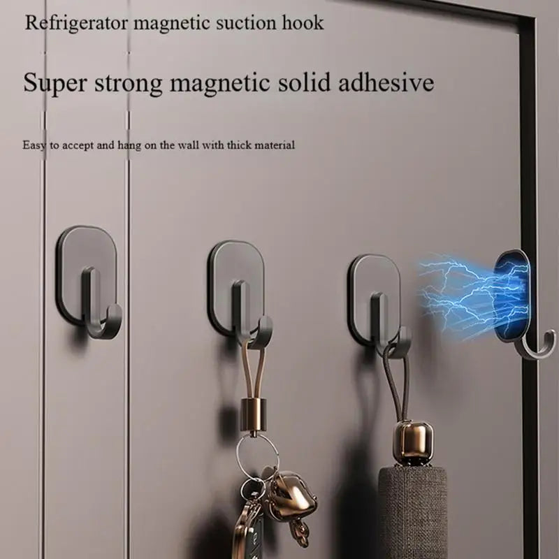 Reinforced Magnetic Hook – Strong Support for Kitchen, Refrigerator, Keys, and Towels | No Drilling Required Installation | Multifunctional Hook for Bathroom and Organization